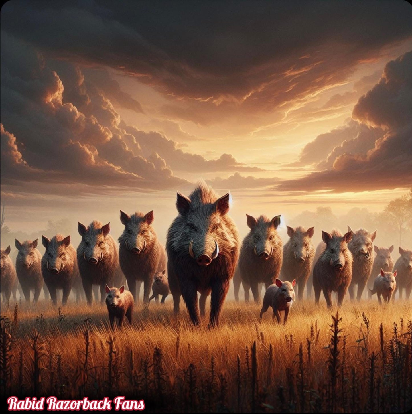 Wild Band of Razorbacks 16X16 Canvas Art