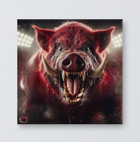 Fierce Razorback 16x16 Canvas Art