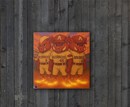 Golden Spikes Hogs(Aloy, Kopps, & Benintendi) 16x16 Canvas Art